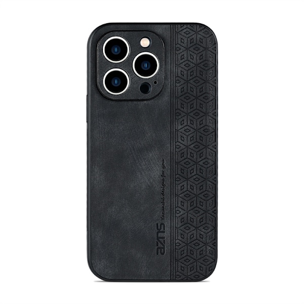 Etui til iPhone 14 Plus sort 3D præget geometrisk hårdt cover retro 3D hudfølelse