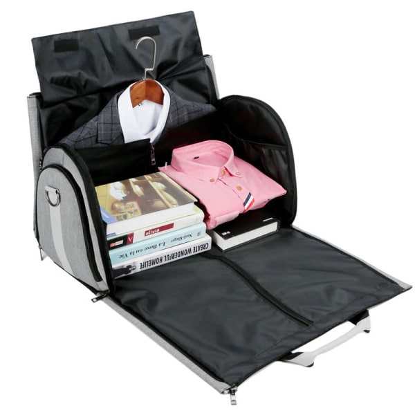 Portable Travel Bag Waterproof Dry Wet Separation Travel Bag Shoulder Crossbody Suit Bag Light gray 26 inches