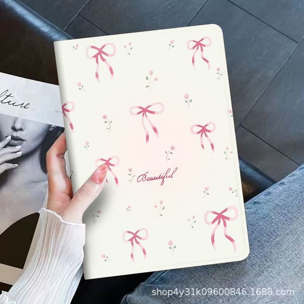 Stilfuldt etui til iPad 10 10.9\" Basic: Bow White Floral 10th Bow