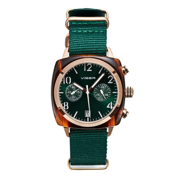 Watch i nylon för kvinnor Mode Quartz Waterproof Watch Green