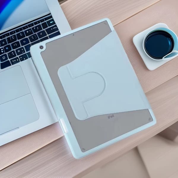 Stilfuldt etui til iPad mini 4/5 lyseblå roterende stander