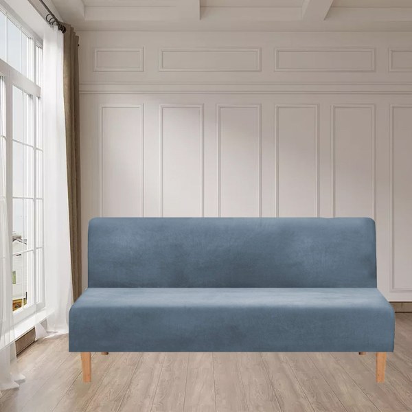 Sofastoltrekk Elastisk fortykket Silver Fox Velvet Sofa Madrasstrekk Gray and blue One piece set