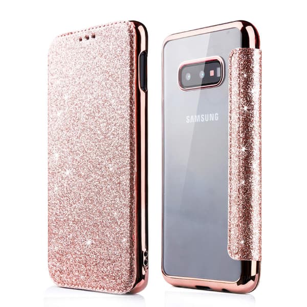 Etui til Samsung s21plus/s30plus Rose gull Elektroplettering glitter lær