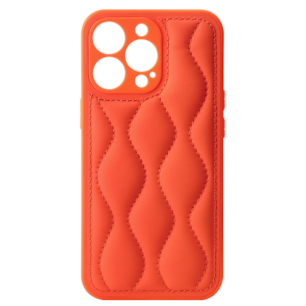 Fodral för iPhone16 plus orange dunjacka bomull ve läder i lager komplett produkt