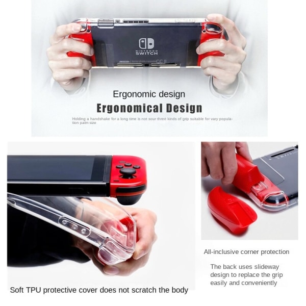 For Grip Case Crystal for Switch Crystal NS Grip Protective Case Game Accessories Red with bag