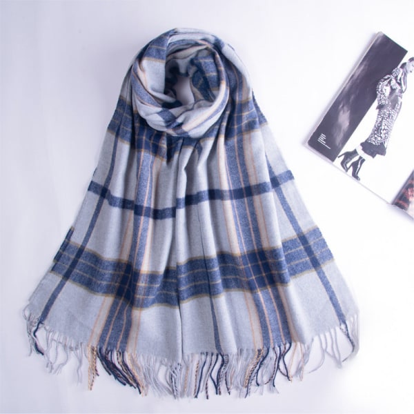 Imitation Cashmere kvinders vinter tørklæde Tæppe Wrap sjal Varm blød Colored blue 190*70CM