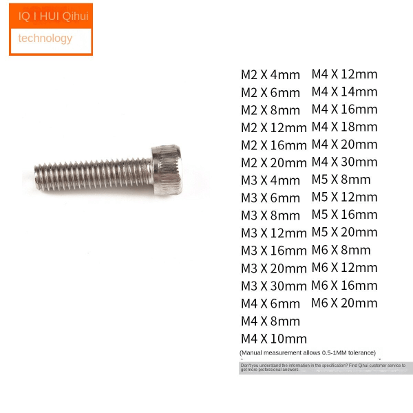 25 stk 304 rustfrit stål cylinder med topskrue med skruenøgle M3 X 4mm M3