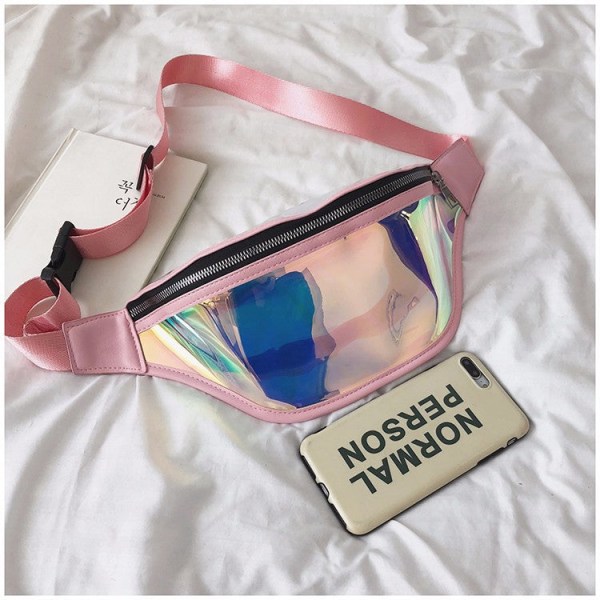 Fanny Pack Löpbälte Midjeväska Organizer Sport Vattentät Laser Pink 10-inch