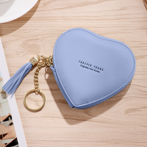 Naisten lompakko kolikkokukkaro korealaistyylinen henkilökohtainen avaimenperä söpö sydämen muotoinen laukku Blue