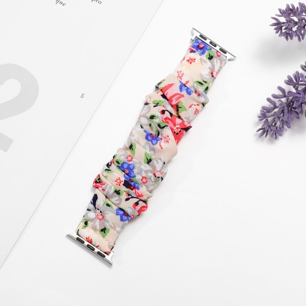 Klockarmband för Apple Watch iWatch 38/40/41/42MM vit bakgrund med små blommönster-23