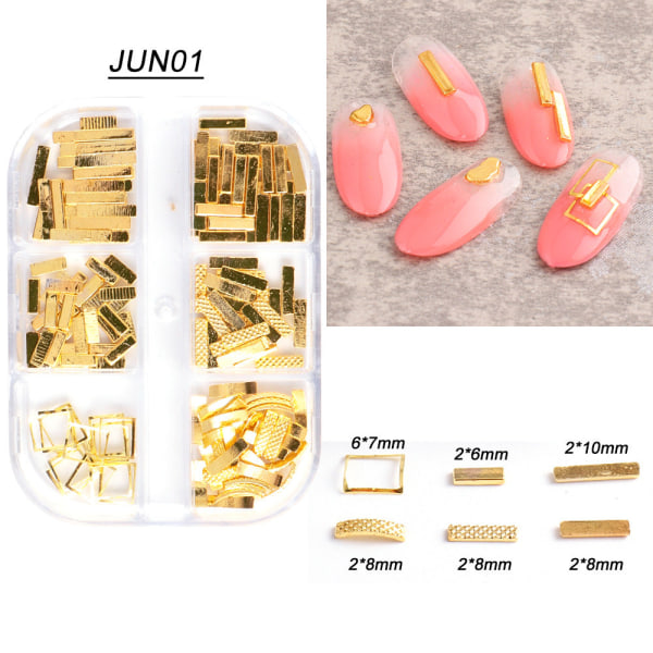 Negledekorationer til Nail Art Ins Forgyldt Rose Gold Stone Nail Chain 6 grid accessories JUN01