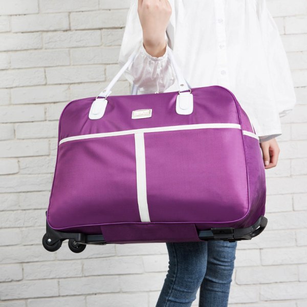 Bærbar koreansk stil kortreist reise boarding lett sammenleggbar mannlig student bagasjebag Purple 24 inches