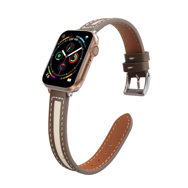 Urrem til Apple Watch iWatch Brun med beige 42/44/45/49/46mm