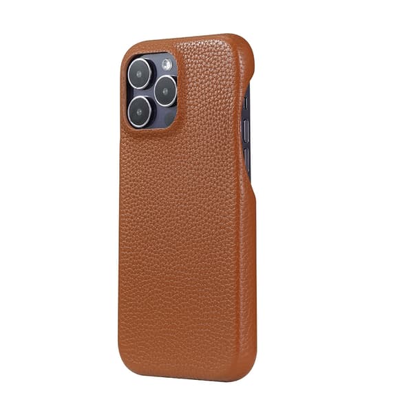 Fodral för iPhone15promax brun litchimönster solid PU-läder anti-fall