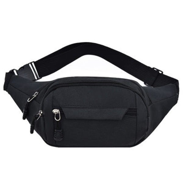 Menn kvinner Fanny Pack midjeveske Sport Multi-funksjonell vanntett menn og kvinner stor kapasitet pengesamling Black