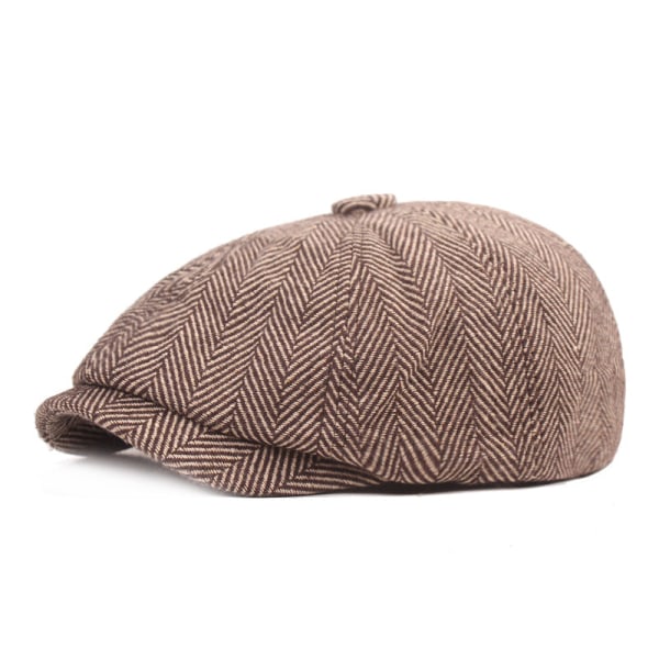 Beret lue fiskebein åttekantet lue menn Beret middelaldrende og eldre menneskers hatter Retro Advance hatter herre lue Khaki M（56-58cm）