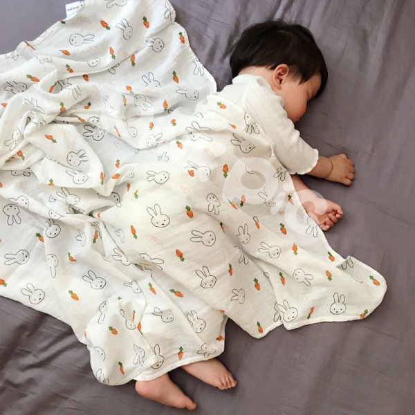 Klasse A Bambus Bomuld født Swaddling Quilt Pack Bestil Gaze Tæppe Pack Quilt Autumn Rabbit carrot 120*120cm