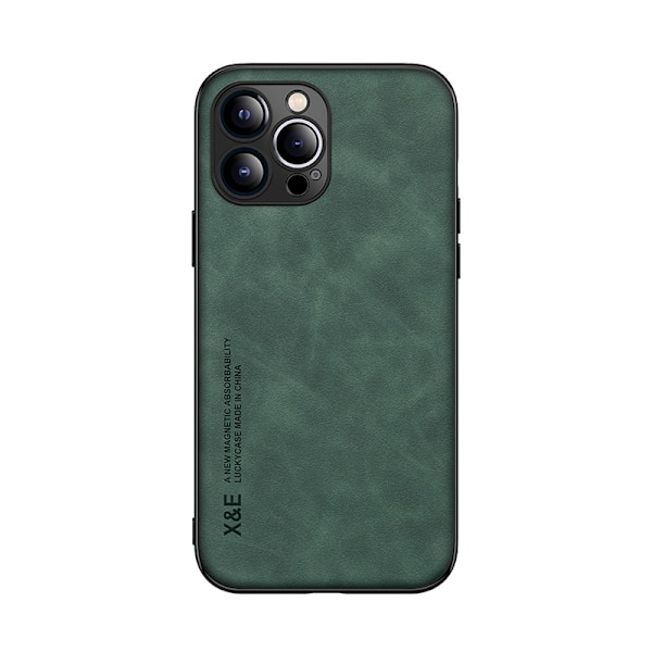 Etui til iPhone 13 fint hul Cangling Grøn Luksus Fåre Buff Læder Bil Magnetisk Bagside