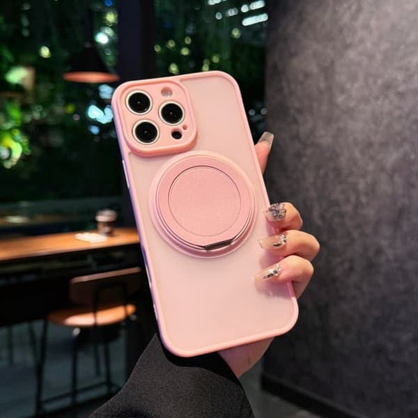 Etui til iPhone 17 Pro Pink Roterende Stativ Mat Hudtekstur