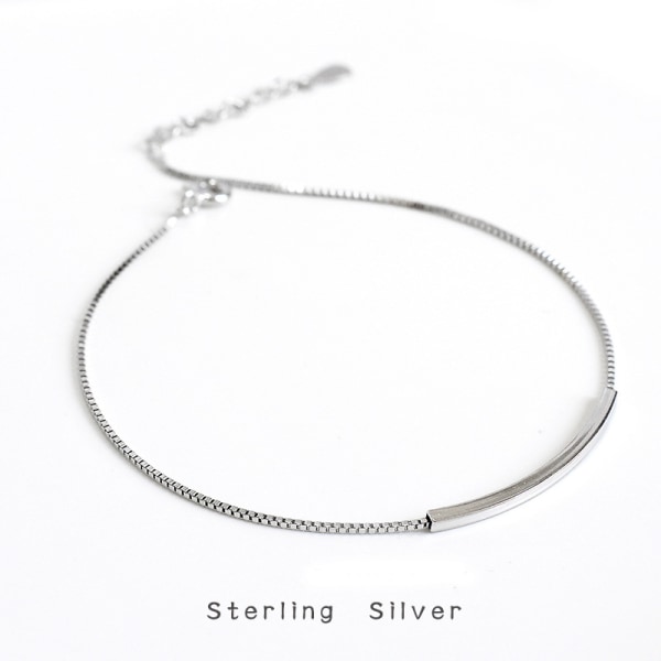 Ankelarmband Ankelarmband Kedja Barfota Strandfotssmycken S925 Sterling Silver Fyrkantsrör Enkel Stil Silver 925 silver