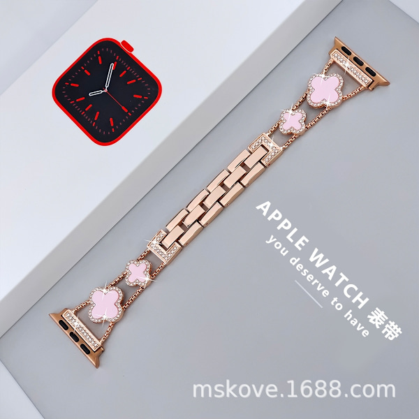 Klockarmband för Apple Watch iWatch 38/40/41mm -9 generationer Roséguld + rosa skal