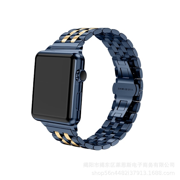Klockarmband för Apple Watch iWatch Passande storlek 38-40-41mm PG-blå och guld MD fem pärlor