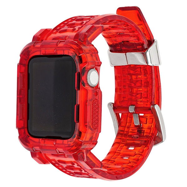 Klockarmband för Apple Watch iWatch 38/40/41mm gelé röd, förlängd version, med stålring