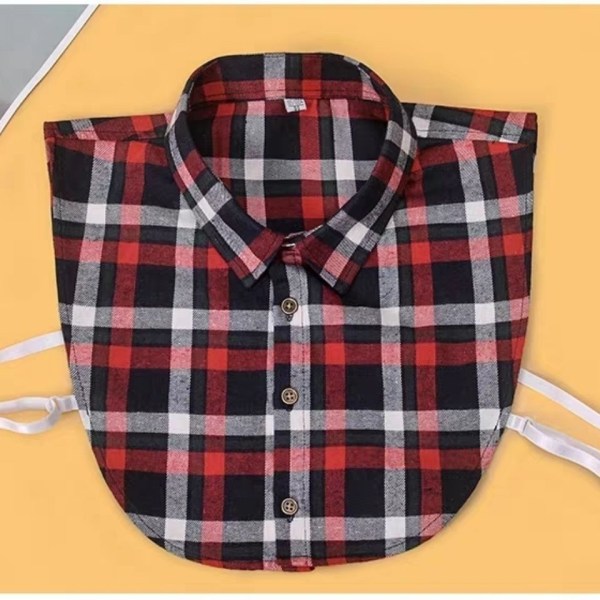 Kvinders falsk krave Aftagelig halv Workwear-skjorte Samme skjorte til virksomheder England Plaid 40 size