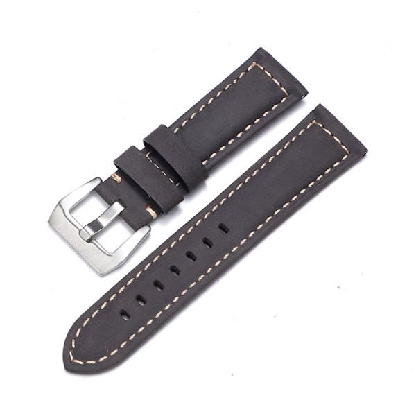 Urrem til Apple Watch iWatch Anvendeligt interface 38-40-41mm PNH-crazy horse læder grå-sølv spænde