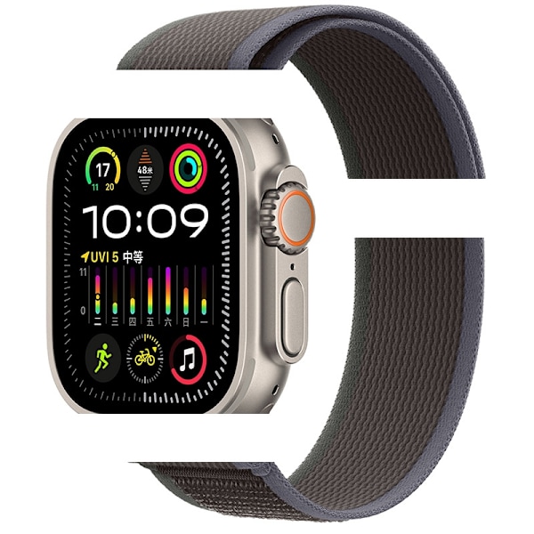 Urrem til Apple Watch iWatch 42/44/45/46/49mm blå med sort titanium connector