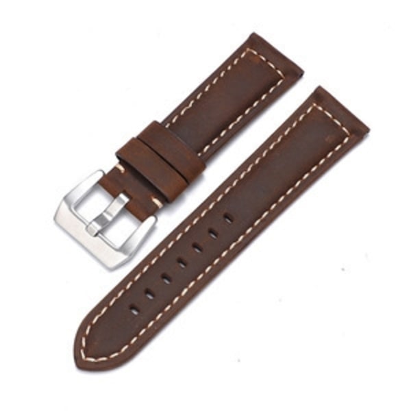 Kellon ranneke Apple Watch iWatch 42/44mm tummanruskea hopeasolki