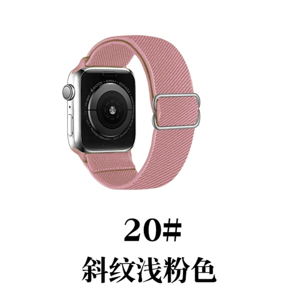 Klockarmband för Apple Watch iWatch 38/40/41 med tjockt justeringsspänne, twill ljusrosa