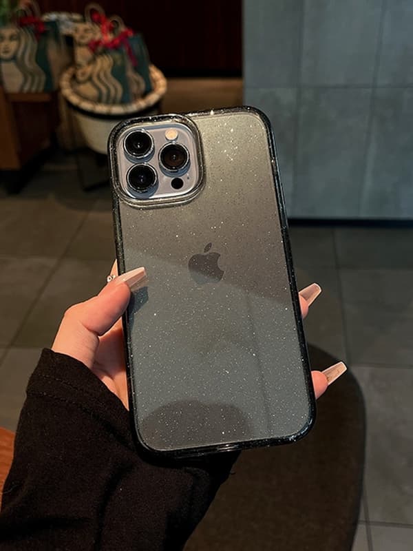 Etui til iPhone 17 Pro Sort Transparent Glitter Simpel Altomfattende