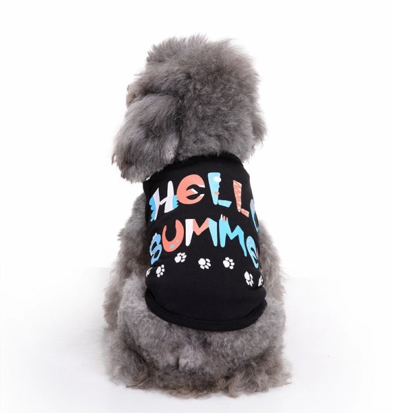 Koira-kissan vaatteet Kevät- ja kesämekko Raidallinen rusetti sarjakuvanalle Black I love mom XL