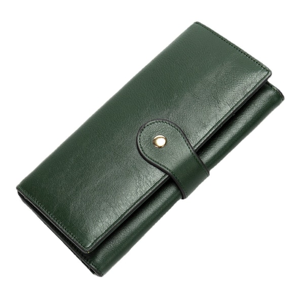 Naisten lompakko kolikkokukkaro Pitkä aitoa nahkaa useita korttipaikkoja RFID Antimagneettinen case Muotitrendi Green