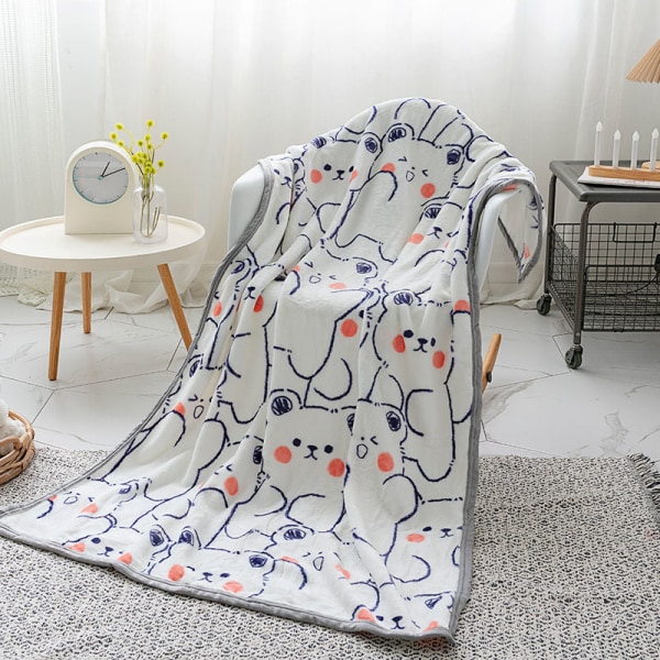 Tunn liten filt Flanell Cover Benfilt Enkel Luftkonditionering Tupplursfilt Coral Fleece Little Bear 100*150cm