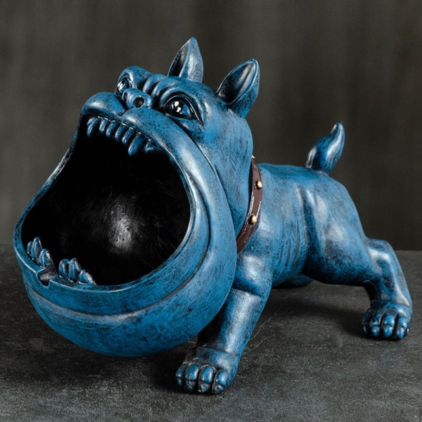 Askebeger Tegneserie Mobber Hjem Stue Kontordekorasjon Vintage Keramisk dyreaskebeger Monochrome Ceramic Blue guard dog sunglasses