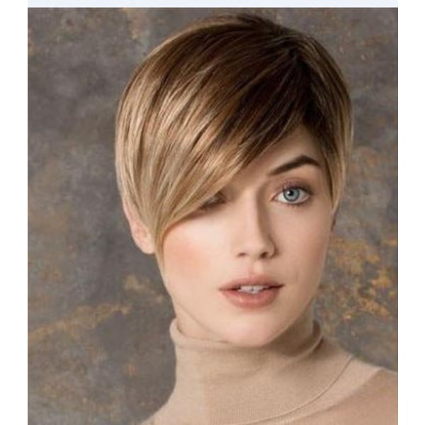 Kvinner parykk Naturlig kort hår Hette Gradient Farge Bob Haircut W446
