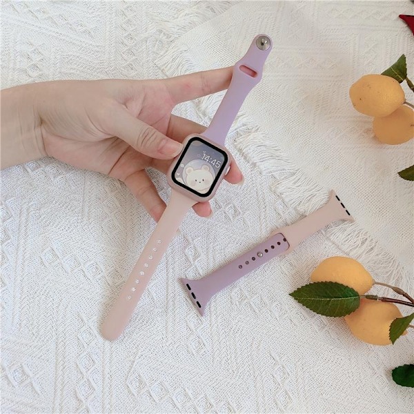 Kellon ranneke Apple Watch iWatch 42mm pieni S-vaaleanpunainen + laventeli violetti + ruusukulta