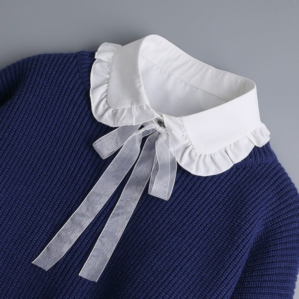 Kvinders falsk krave Aftagelig halv All-Match sweater skjorte All-Match spids hvid Stilfuld Alsidig Dame wodden