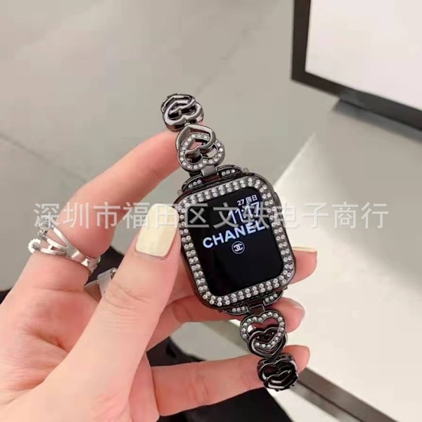 Urrem til Apple Watch iWatch 38/40/41mm sort fladt spænderem