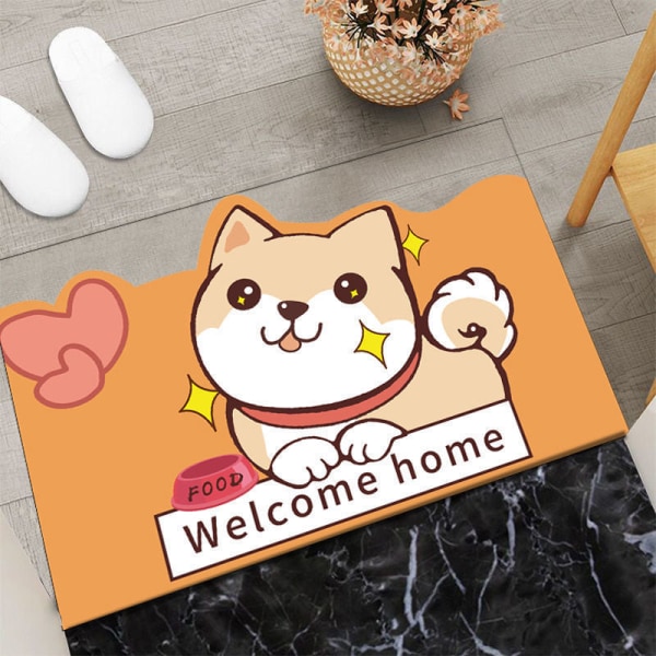 Bath Mat Non Slip Absorbent Shower Bathroom Rug Carpet Semicircle NO.A14 Dog 60 * 90cm
