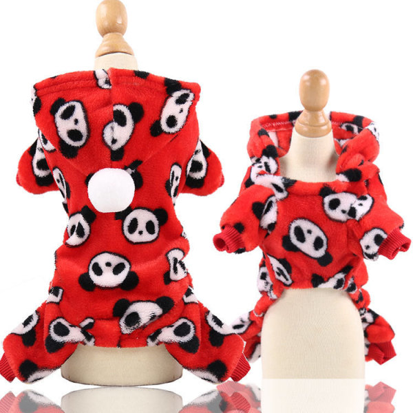 Knapp för husdjurskläder Fyrbensflanell Varma färgglada ränder och prickar flannel with multiple red pandas M back length 30cm