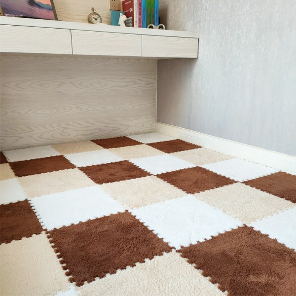 Patchwork Tæppe Værelse Sengekant Tæppe Pletfast Fuldskummåtte Husholdnings Siddemåtte White apricot coffee 30*30*1CM