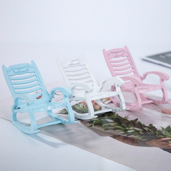 Miniatyrmøbler Leketøy Dukker Hus DIY dekorasjon Tilbehør Mini 1:12 Beach gyngestol White