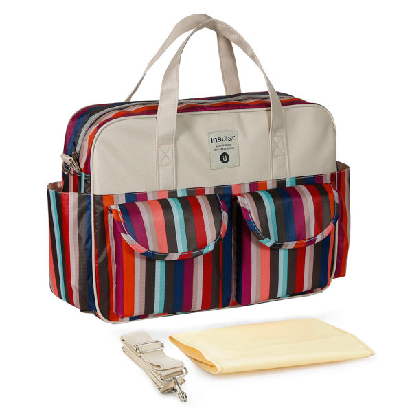 Pusletasker Mommy Bag Vandtæt multifunktionel, stor kapacitet Crossbody Skulder Bærbar Red stripes