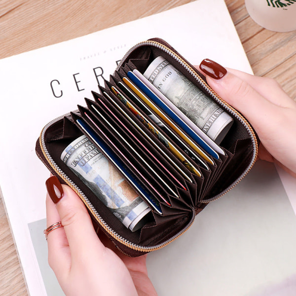 Kvinners lommebok myntveske Utvidende kortholder Koreansk mote Multi-Card-Slot Lomme Allsidighet Dark coffee