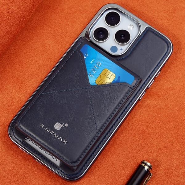Etui til iPhone 13Pro Max magnetisk foldbart kortholder [gentleman blue] high end fuldlæder
