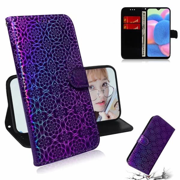 Etui til Samsung S20 Lilla fuldt trykt Gradient Læder Kort Flip Wallet Purple