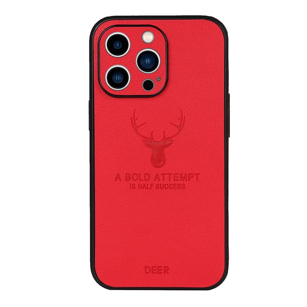 Etui til iPhone 14pro rødt hjortehode hodebunnsmønster full anti-fall lær